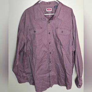 Men's Wrangler Plum Long Sleeve Button Down Shirt, Size 2X